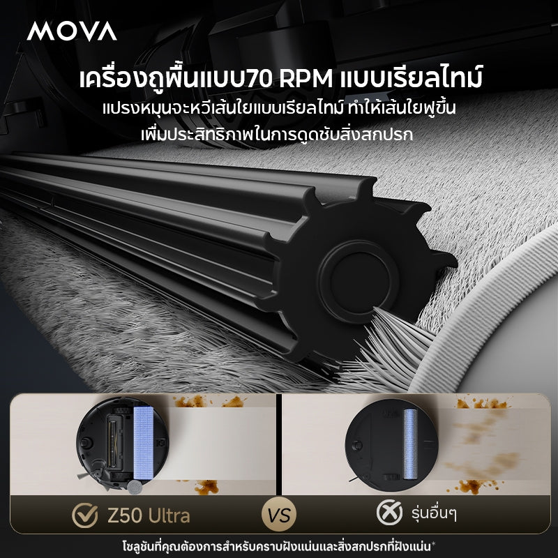 MOVA Z50 Ultra Robot Vacuum Mop หุ่นยนต์ดูดฝุ่น แรงดูด 19000Pa ทำความสะอาดด้วยน้ำร้อนหมุนเวียน สะอาดครบทุกมุม