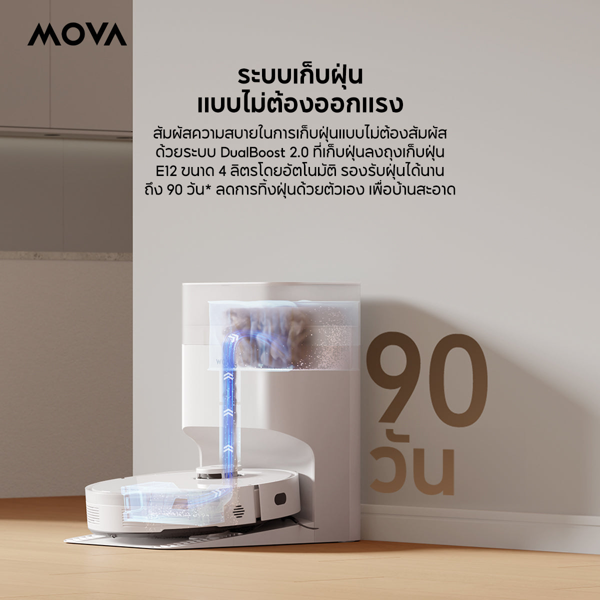MOVA S10 Plus หุ่นยนต์ดูดฝุ่นถูพื้น 7000Pa แท่นเก็บฝุ่นอัจฉริยะ 90วันไม่ต้องเท ถูสั่นทรงพลัง ยกม็อบ ประกัน 1 ปี