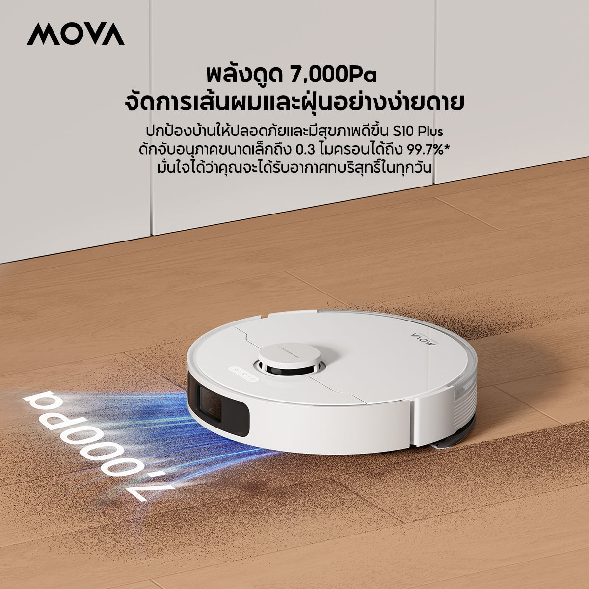 MOVA S10 Plus หุ่นยนต์ดูดฝุ่นถูพื้น 7000Pa แท่นเก็บฝุ่นอัจฉริยะ 90วันไม่ต้องเท ถูสั่นทรงพลัง ยกม็อบ ประกัน 1 ปี