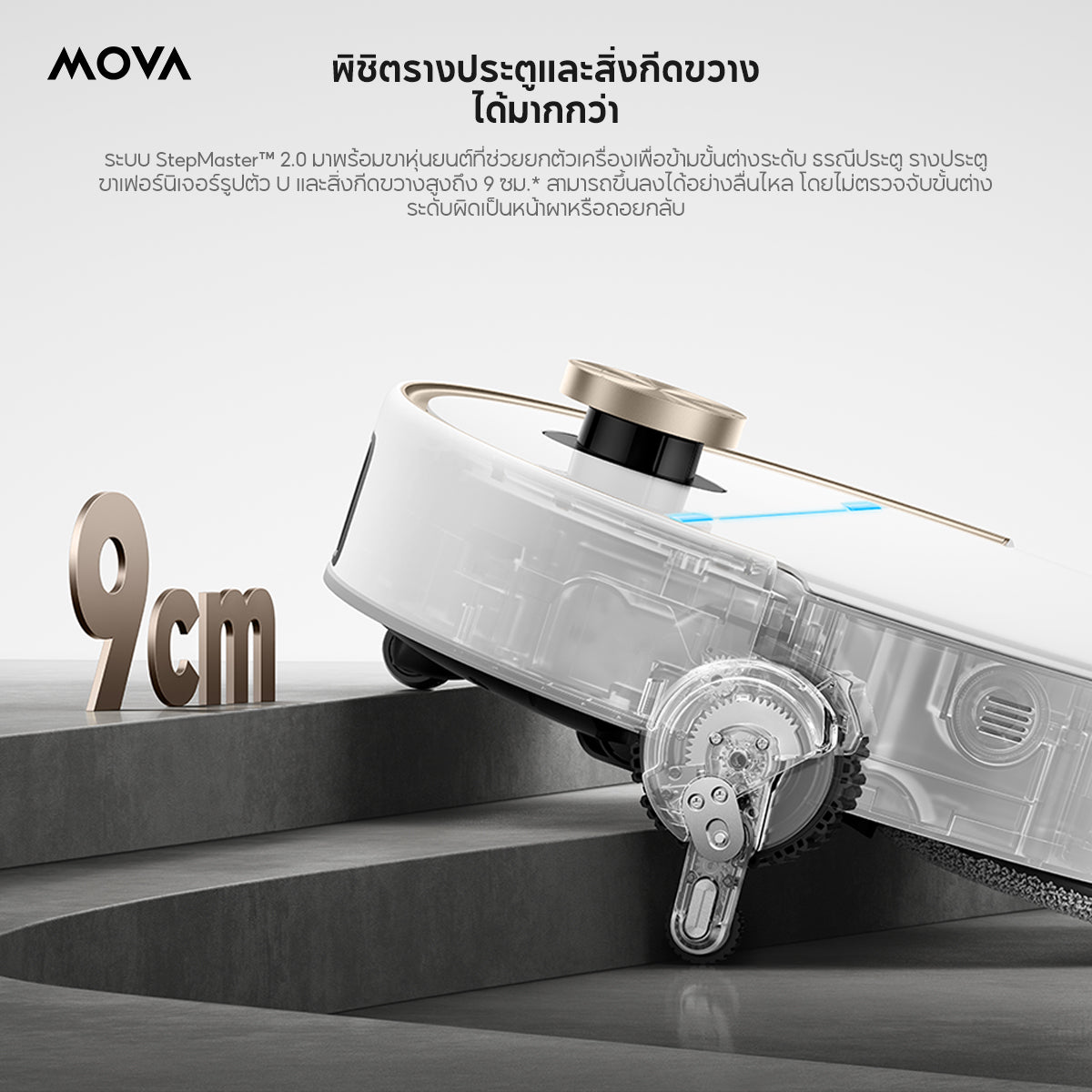 MOVA V70 Ultra Complete หุ่นยนต์ดูดฝุ่นถูพื้นอัจฉริยะ พลังดูด 42000Pa ผ้าถู-แปรงข้างยืดขยายได้ แท่นชาร์จ All-in-One