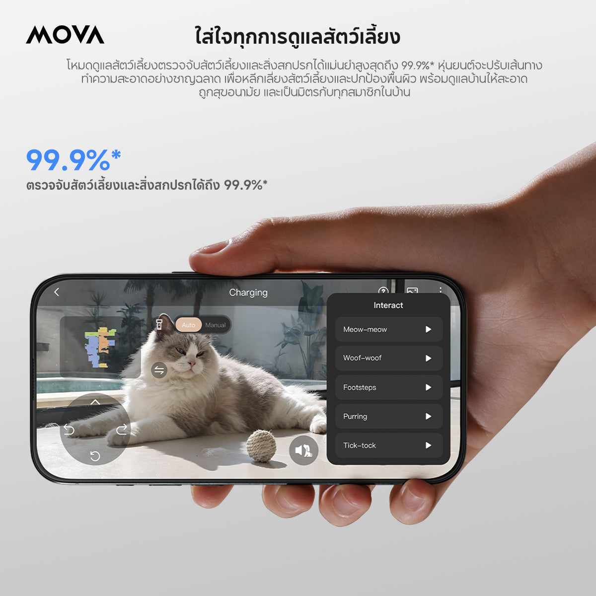 MOVA V70 Ultra Complete หุ่นยนต์ดูดฝุ่นถูพื้นอัจฉริยะ พลังดูด 42000Pa ผ้าถู-แปรงข้างยืดขยายได้ แท่นชาร์จ All-in-One
