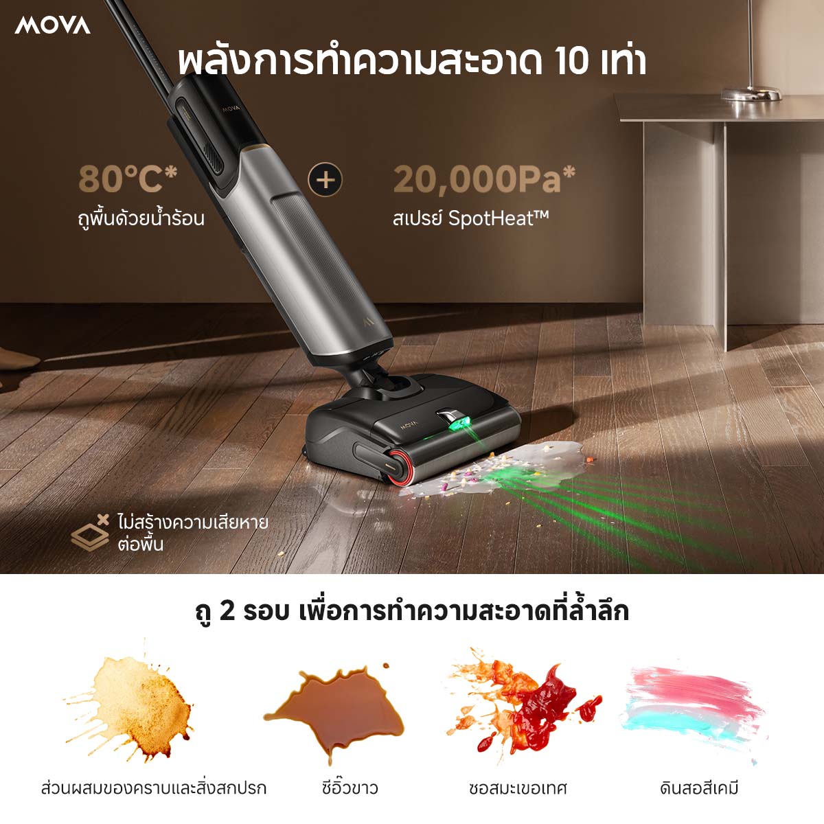【NEW 2025】MOVA X4 Pro Wet and Dry Vacuum Cleaner เครื่องดูดฝุ่นแห้งและเปียก ไร้สาย 20kPa ฉีดน้ําร้อน 80℃