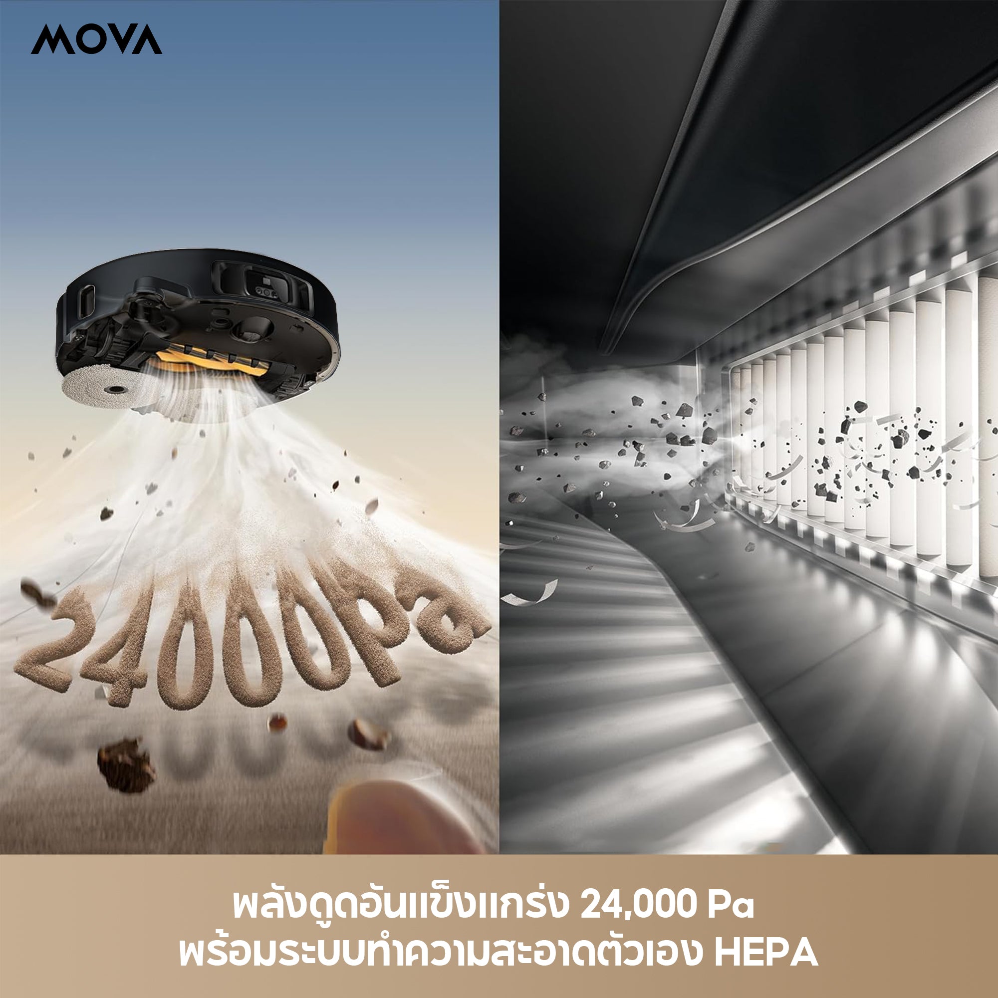 【NEW 2025】MOVA V50 Ultra Robot Vacuum Cleaner หุ่นยนต์ดูดฝุ่น ถูพื้น อัจฉริยะ แรงดูด24kPa เป่าแห้ง60℃ กำจัดกลิ่น