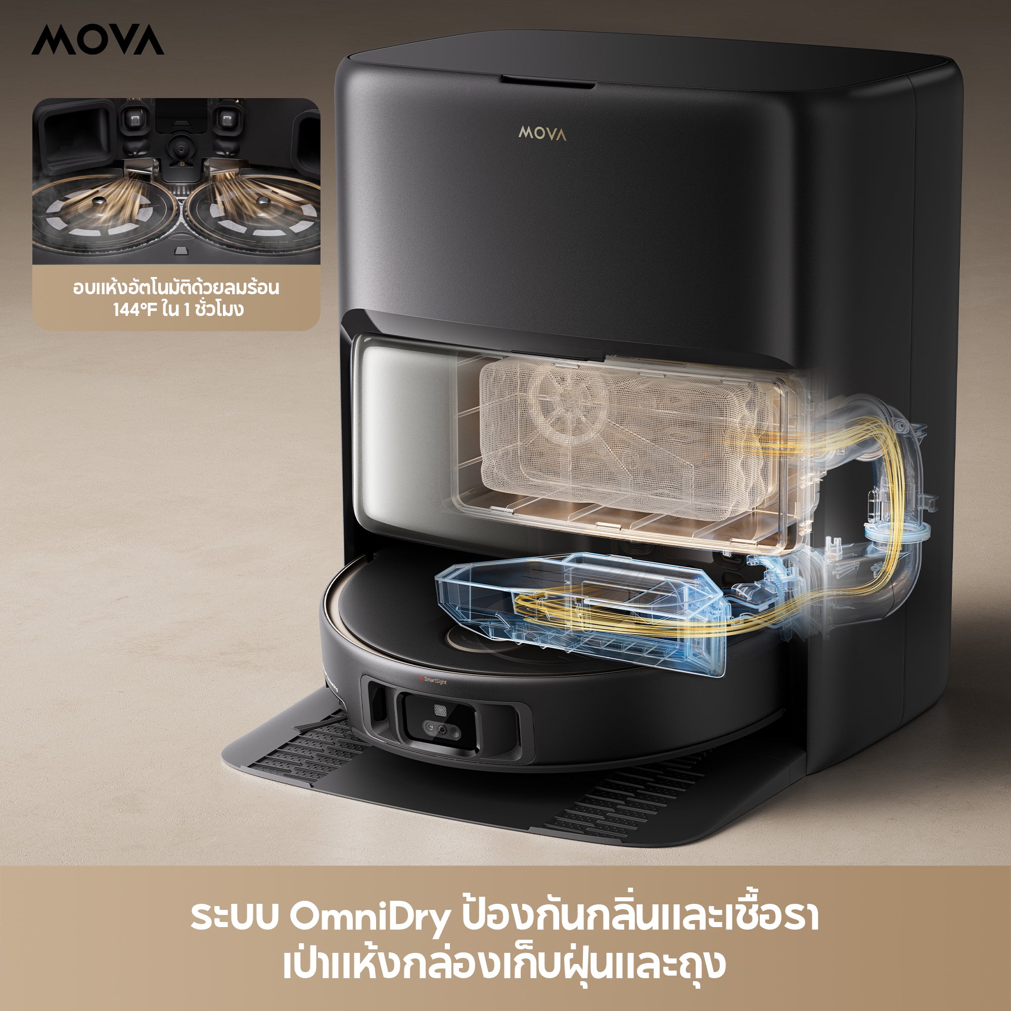 【NEW 2025】MOVA V50 Ultra Robot Vacuum Cleaner หุ่นยนต์ดูดฝุ่น ถูพื้น อัจฉริยะ แรงดูด24kPa เป่าแห้ง60℃ กำจัดกลิ่น