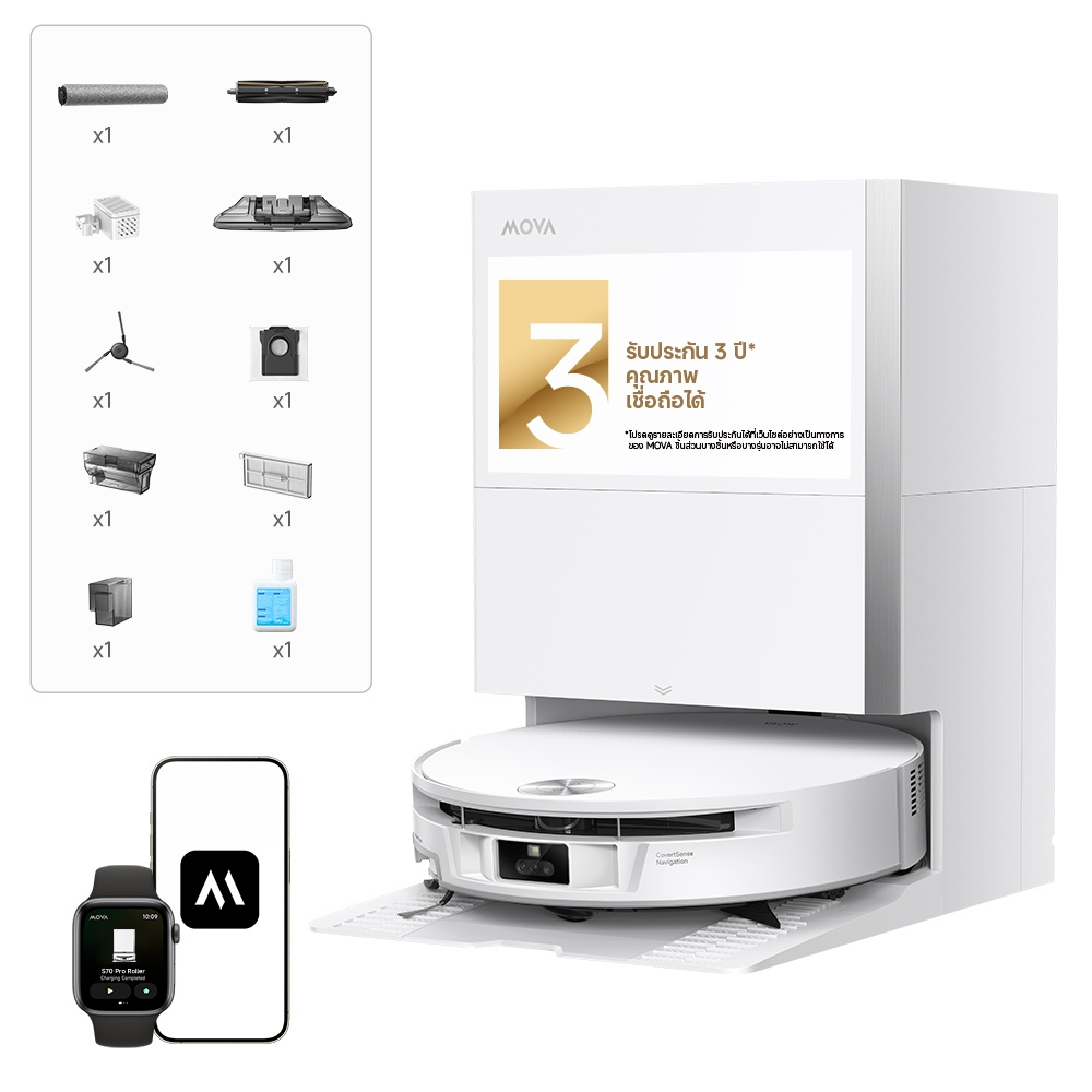 [NEW 2026] MOVA S70 Pro Roller หุ่นยนต์ดูดฝุ่นถูพื้น พลังดูด 30,000Pa ซักน้ำร้อน 100°C แขนกลคู่ยืดขยาย