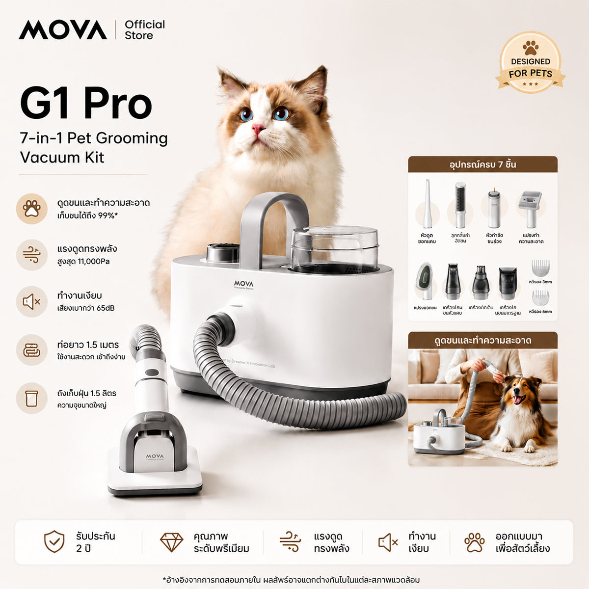 MOVA G1 Pro Smart Pet Care System | เครื่องดูแลสัตว์เลี้ยงอัจฉริยะ พร้อมระบบดูดขนและทำความสะอาดครบวงจร