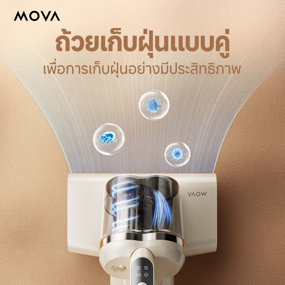 MOVA D10 Max Mite Remover เครื่องกําจัดไรฝุ่น แรงดูดทรงพลัง ฆ่าเชื้อด้วยแสงยูวี LED 99.99%