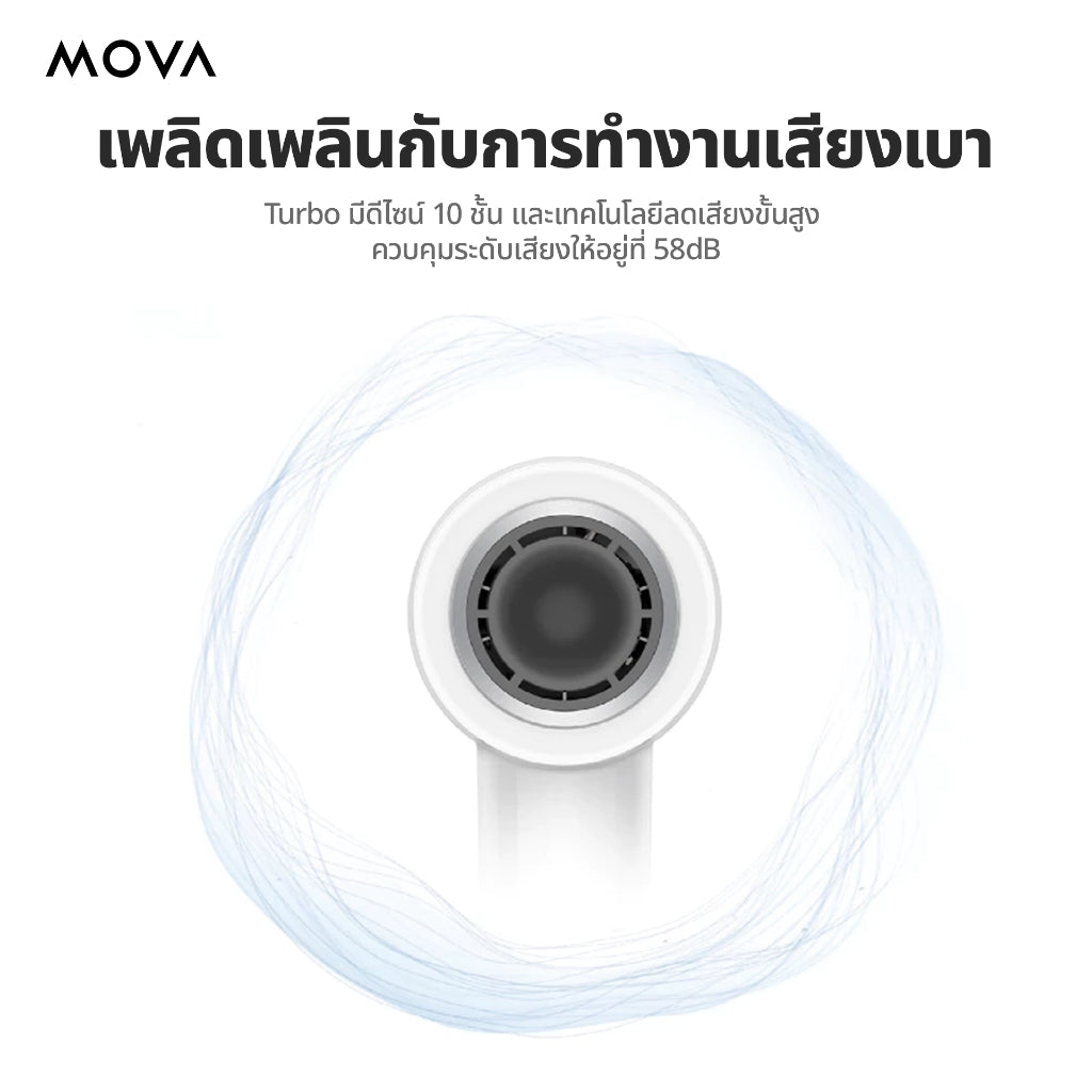 MOVA Turbo High-Speed Hair Dryer ไดร์เป่าผม| 110,000 RPM | เป่าผมแห้งเร็วใน 40 วินาที | ไอออนลบ 200 ล้านตัว