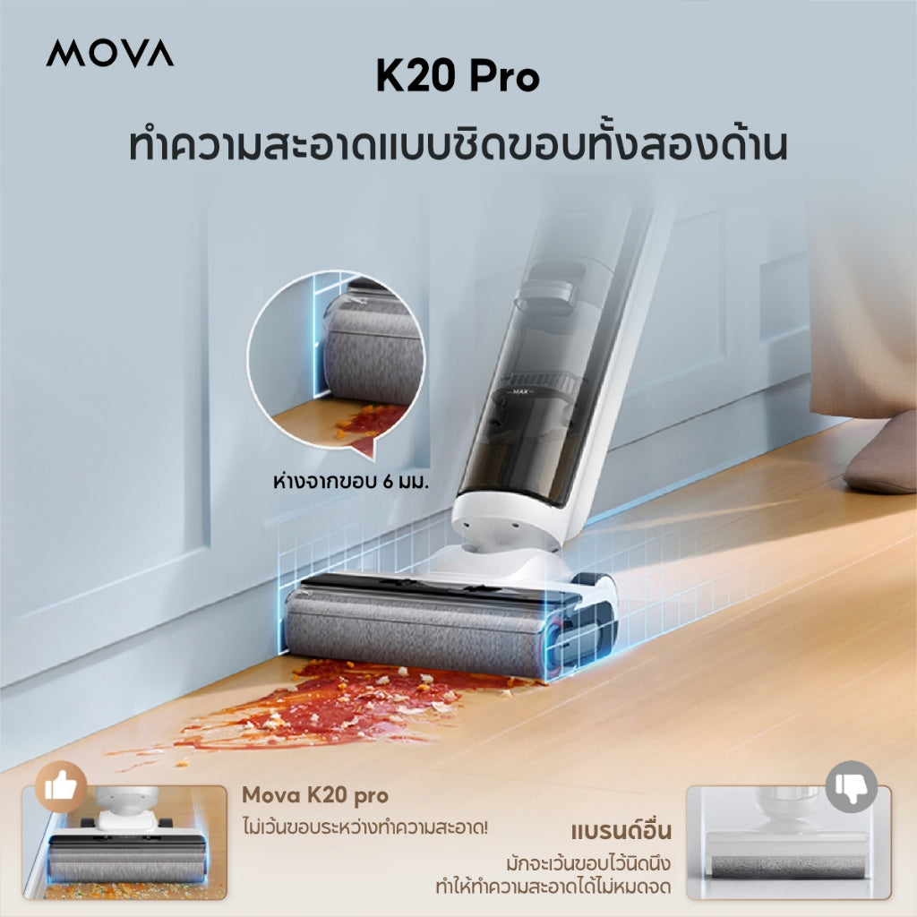 MOVA K20 / K20 Pro Wet and Dry Vacuum เครื่องดูดฝุ่นถูพื้น แบบไร้สาย เหมาะสำหรับทำความสะอาด
