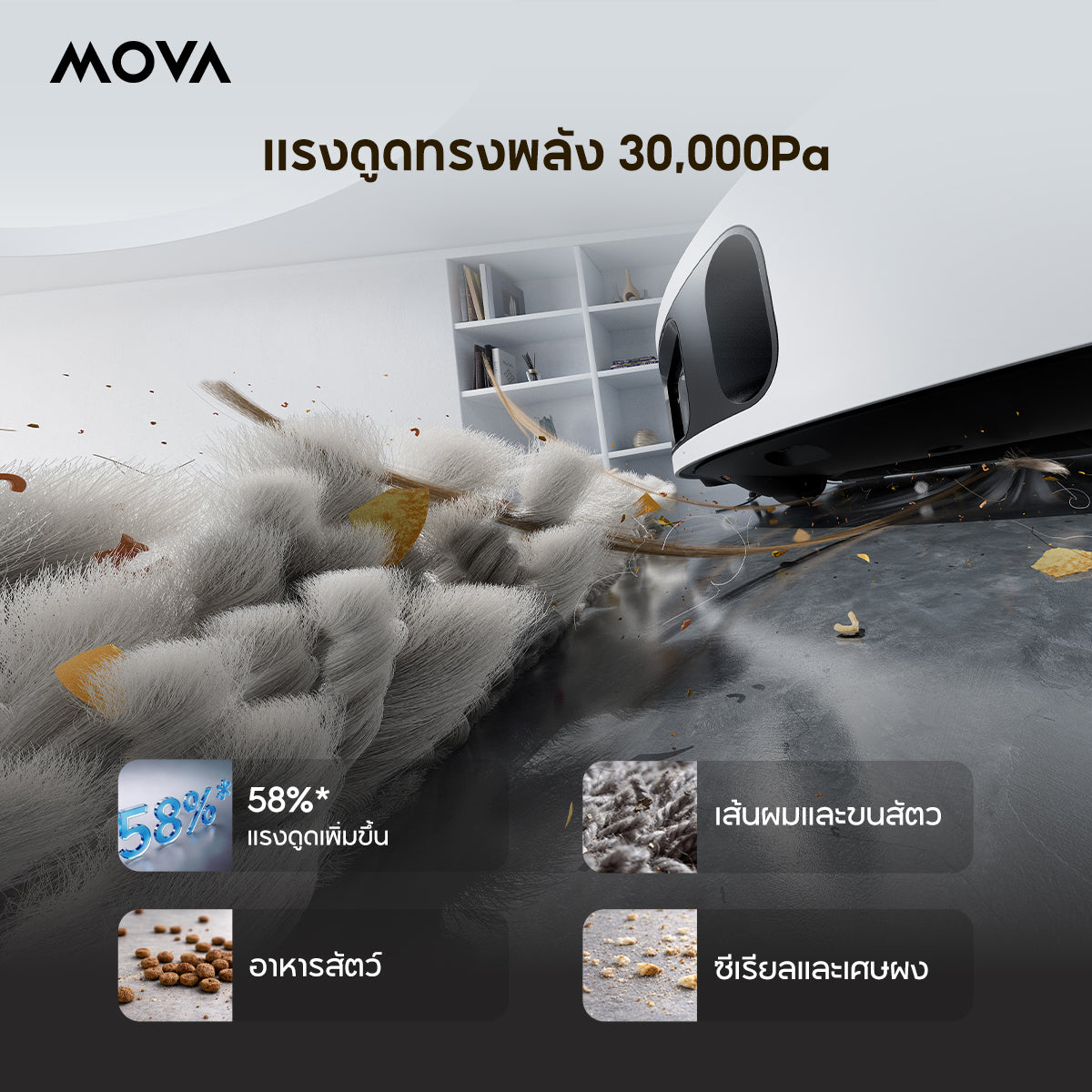 [ NEW ] MOVA E50 Pro Ultra Robot Vacuum Cleaner หุ่นยนต์ดูดฝุ่น ถูพื้น อัจฉริยะ | ดูดแรง 30kPa | ล้างผ้าถูน้ำร้อน 100℃ | ป้องกันขนพัน | นำทาง LDS อัจฉริยะ