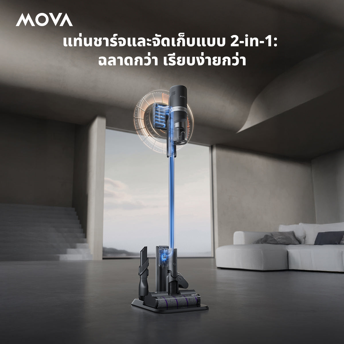 [ NEW ] MOVA I10 Cordless Stick Vacuum  เครื่องดูดฝุ่นไร้สาย 28,000Pa เทคโนโลยีไฟเขียวน้ำเงินส่องฝุ่น แปรงลูกกลิ้งคู่ 360°