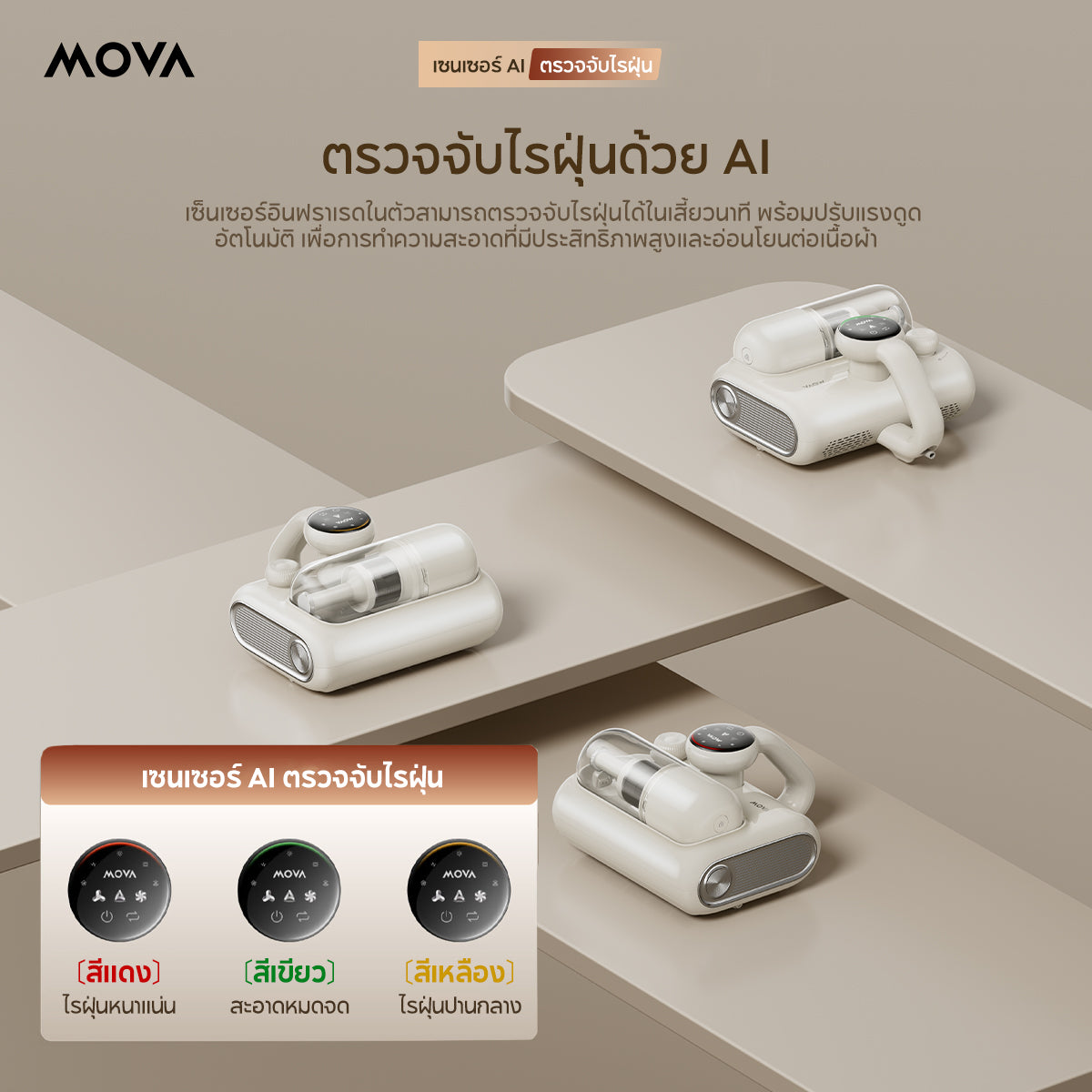 MOVA Q30 เครื่องกําจัดไรฝุ่น พลังดูด 17000Pa สั่น 70000ครั้ง/นาที ฆ่าเชื้อ UVC พื้นที่กว้าง ลมร้อน 65°C เซนเซอร์ AI ประกัน 1 ปี