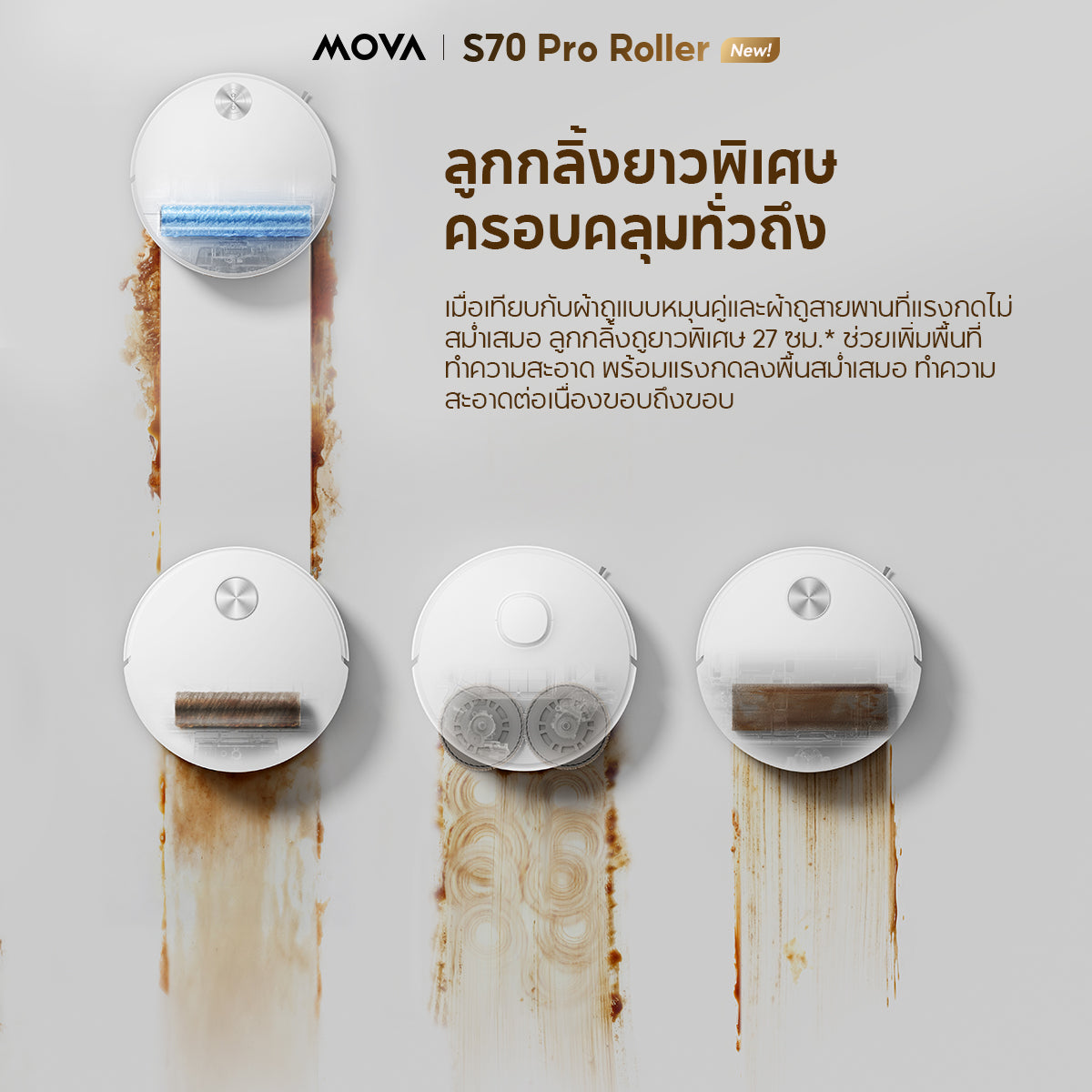 [NEW 2026] MOVA S70 Pro Roller หุ่นยนต์ดูดฝุ่นถูพื้น พลังดูด 30,000Pa ซักน้ำร้อน 100°C แขนกลคู่ยืดขยาย