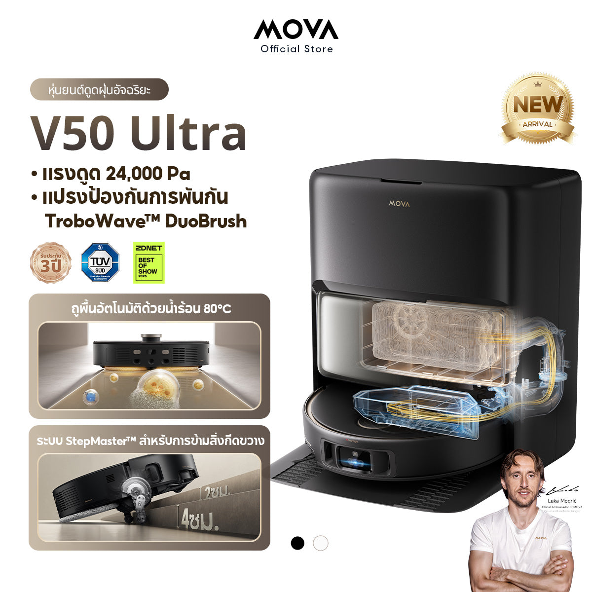 【NEW 2025】MOVA V50Ultra Robot Vacuum Mop หุ่นยนต์ดูดฝุ่นและล้างพื้น แรงดูด 24,000 Pa  การเป่าแห้งด้วยลมร้อน 60℃