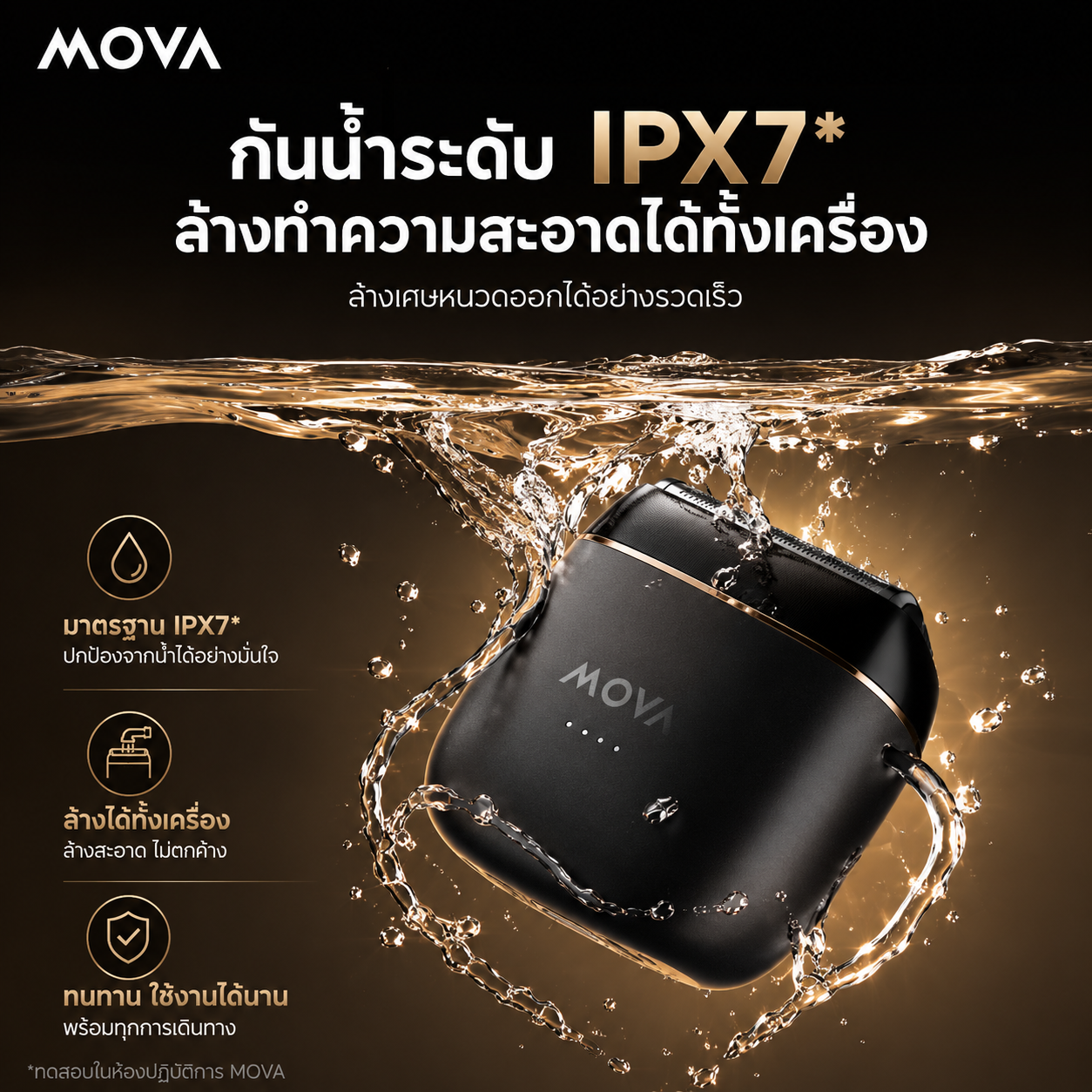 MOVA W5000 เครื่องโกนหนวดไฟฟ้า 5 ใบมีด 12000RPM ระบบ AI ควบคุมอัจฉริยะ ไม่ดึงขนหนวด กันน้ำ IPX7 แบตใช้งาน 60 นาที