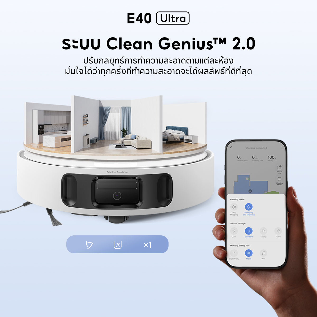 【NEW 2025】MOVA E40 Ultra Robot Vacuum Mop หุ่นยนต์ดูดฝุ่นและล้างพื้น แรงดูด19000Pa 75 วันไม่ต้องเทฝุ่น ลมร้อน 45℃ อบแห้ง
