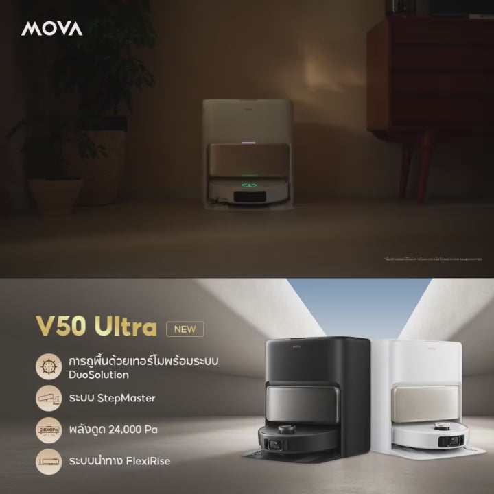 【NEW 2025】MOVA V50 Ultra Robot Vacuum Cleaner หุ่นยนต์ดูดฝุ่น ถูพื้น อัจฉริยะ แรงดูด24kPa เป่าแห้ง60℃ กำจัดกลิ่น